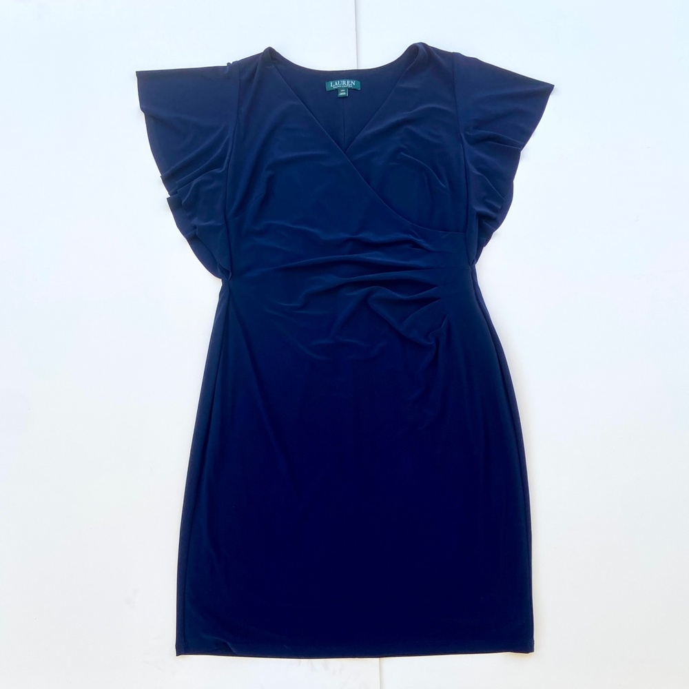 Lauren Ralph Lauren navy blue butterfly sleeve dress